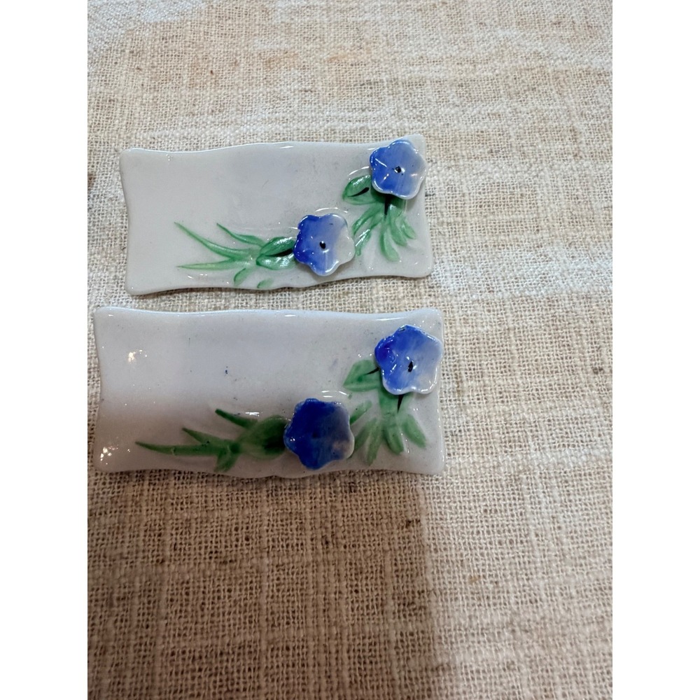Vintage Japanese Ceramic Chopstick Rests Set of 6 Hand Painted Floral Hashioki - Picture 5 of 7
